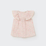 Organic Floral Baby Dress || Neon Coral