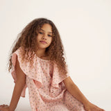 Organic Floral Gauze Flounce Dress || Crystal Pink