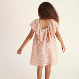 Organic Floral Gauze Flounce Dress || Crystal Pink