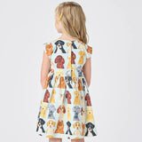 Girls Adaline Dress || Light Blue, Watercolor Dogs