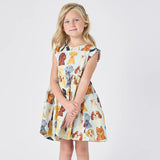 Girls Adaline Dress || Light Blue, Watercolor Dogs