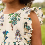 Girls Marceline Dress || Blue Botanical