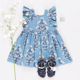 Girls Elsie Dress || Blue Bouquet Floral