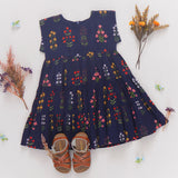 Girls Peachy Dress || Navy Field Floral