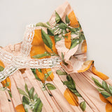 Girls Katherine Dress || Pink Botanical Oranges