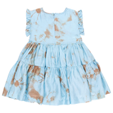 Girls Silk Polly Dress || Milky Blue Tie Dye