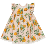 Girls Katherine Dress || Pink Botanical Oranges