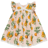 Girls Katherine Dress || Pink Botanical Oranges