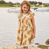 Girls Katherine Dress || Pink Botanical Oranges