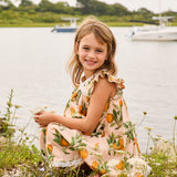 Girls Katherine Dress || Pink Botanical Oranges