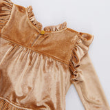 Girls Velour Kalani Dress || Gold