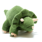 Knitted Triceratops Rattle || Moss Green