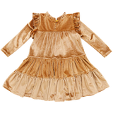 Girls Velour Kalani Dress || Gold