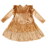 Girls Velour Kalani Dress || Gold