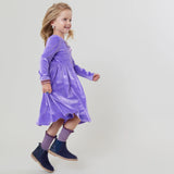 Girls Velour Steph Dress || Lavender