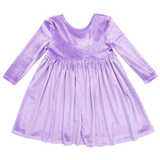 Girls Velour Steph Dress || Lavender