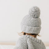 Garter Stitch Beanie Hat || Ice Grey
