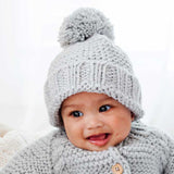 Garter Stitch Beanie Hat || Ice Grey