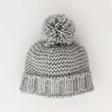 Garter Stitch Beanie Hat || Ice Grey