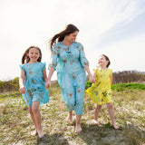 Womens Silk Indira Dress || Milky Blue Tie Dye