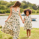 Girls Marceline Dress || Blue Botanical
