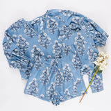 Women's Ava Top || Blue Bouquet Floral