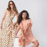 Women's Cooper Coverup || Orange Pink Stripe