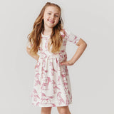 Girls Organic Steph Dress || Vintage Rose Horses