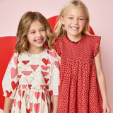 Girls Stevie Dress || Red Mini Hearts