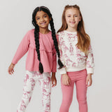Girls Organic Legging || Vintage Rose Horses