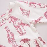 Girls Organic Steph Dress || Vintage Rose Horses