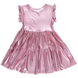 Girls Polly Dress || Light Pink Lame