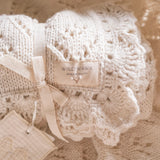 Knitted Blanket with Crochet Trim || Natural