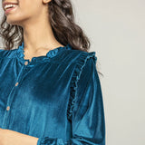 Womens Velour Kalani Dress || Midnight Blue