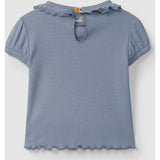 Cap Sleeve Ruffle Collar Top || Indigo