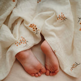 Organic Muslin Swaddle Blanket || Flowers