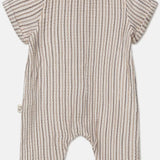 Gauze Stripe Baby Jumpsuit || Ivory