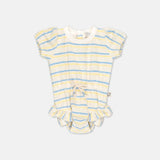 Toweling Stripe Baby Romper || Blue & Yellow