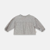 Muslin Floral Baby Blouse || Grey