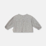 Muslin Floral Baby Blouse || Grey
