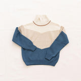 Colorblock Mock Neck Sweater || Vintage Blue