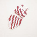Women's Smocked Bikini || Ticking Stripe