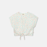 Gauze Floral Knotted Blouse
