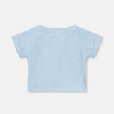 Slub Dropped Shoulder Baby T-Shirt || Blue