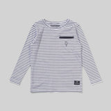 Lines L/S Tee || White & Soft Black Stripe