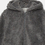 Kids Faux Fur Hooded Jacket || Grey