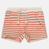 Toweling Stripe Shorts || Coral