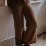 Women's Wide Leg Knit Trouser || Mocha