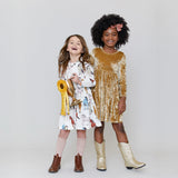 Girls Steph Dress || Crushed Gold Velvet