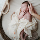 Organic Muslin Swaddle Blanket || Flowers